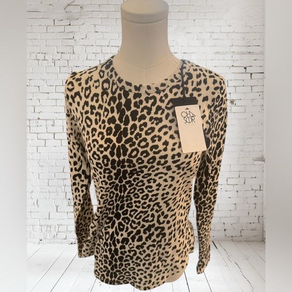 Chaser Leopard Print Top Black & Cream | Medium | NWT - Picture 1 of 3